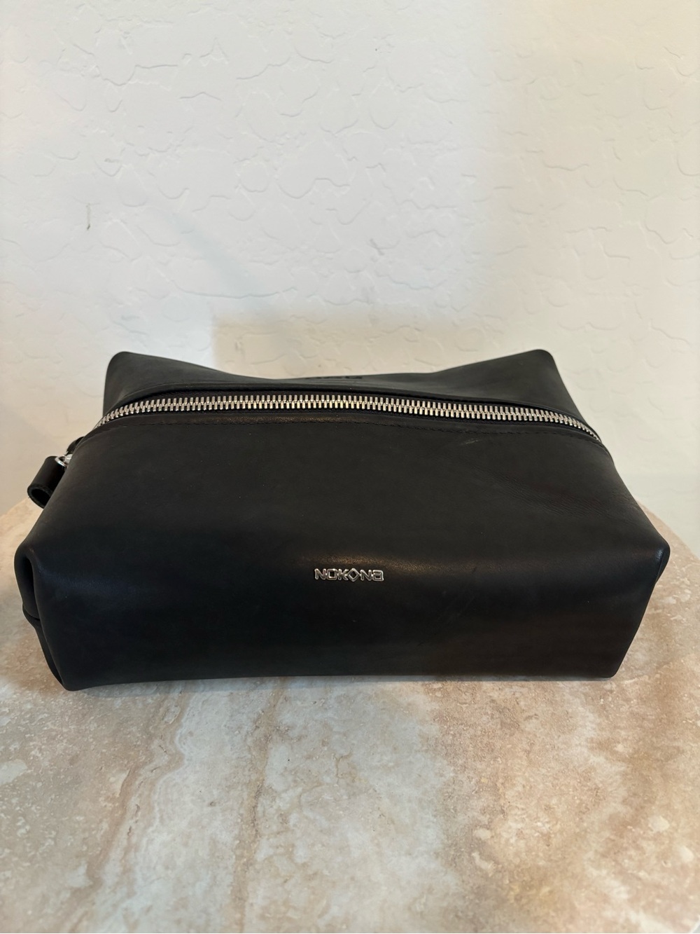 Nokona Black Leather Zip Dopp Kit Toiletry Bag